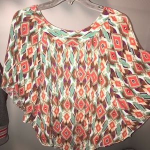 Patterned butterfly sleeve blouse
